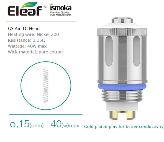ELEAF GS Air Nickel 0.15Ω cotton MAS & eGrip coils