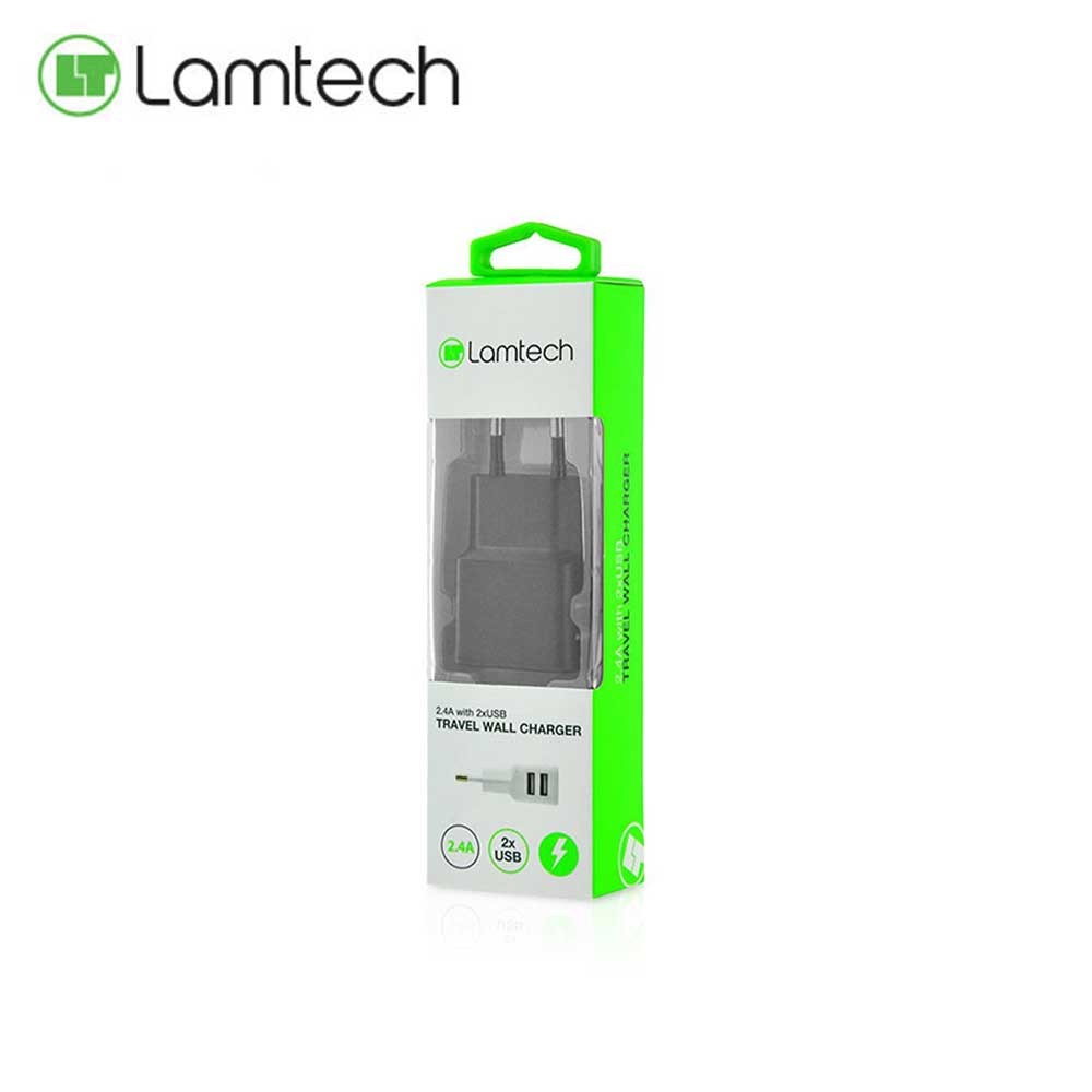 Lamtech 2xUSB Wall Charger Διπλος Φορτιστης Πριζας Τοιχου 240V